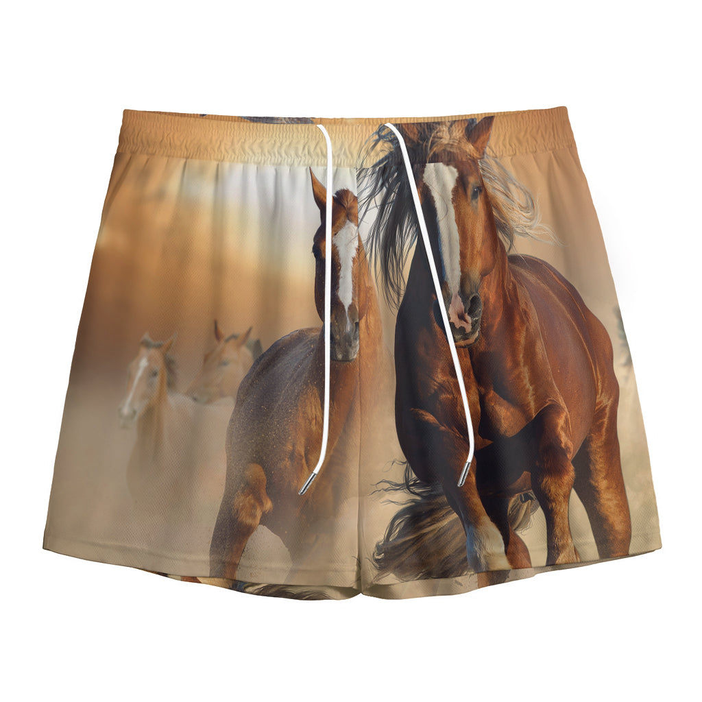 Running Wild Horses Print Mesh Shorts