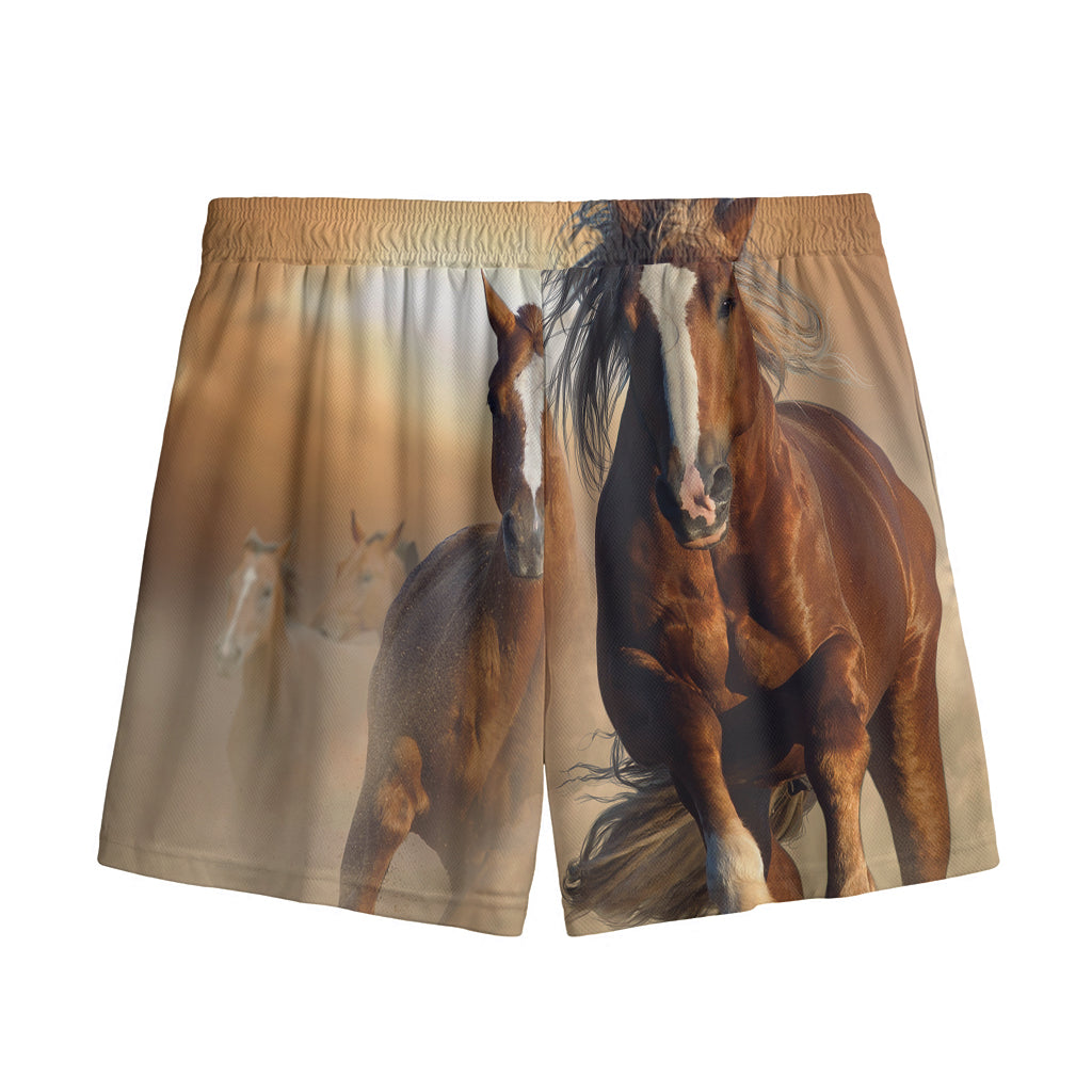 Running Wild Horses Print Mesh Shorts