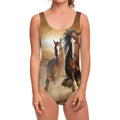 Running Wild Horses Print One Piece Swimsuit
