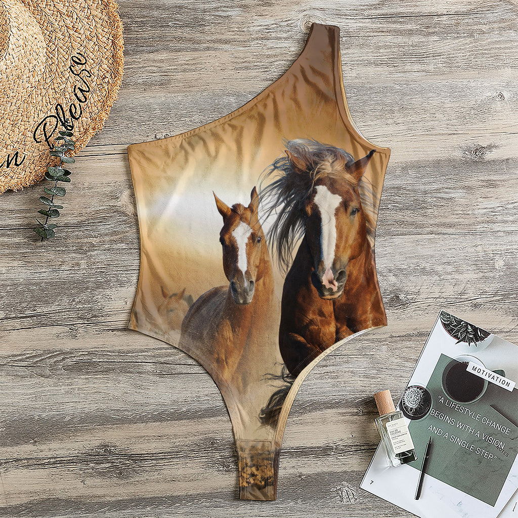 Running Wild Horses Print One Shoulder Bodysuit