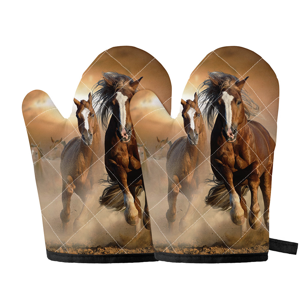 Running Wild Horses Print Oven Mitts