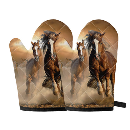 Running Wild Horses Print Oven Mitts