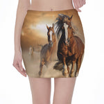 Running Wild Horses Print Pencil Mini Skirt