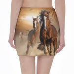 Running Wild Horses Print Pencil Mini Skirt