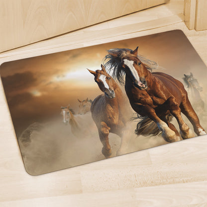 Running Wild Horses Print Polyester Doormat