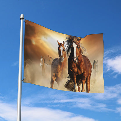 Running Wild Horses Print Polyester Flag