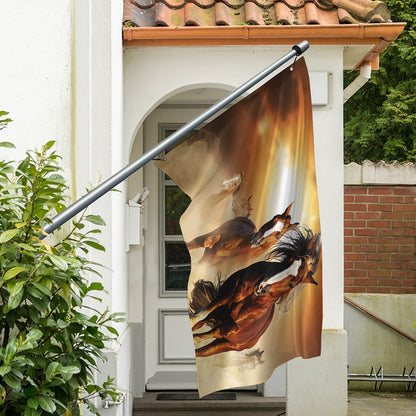 Running Wild Horses Print Polyester Flag