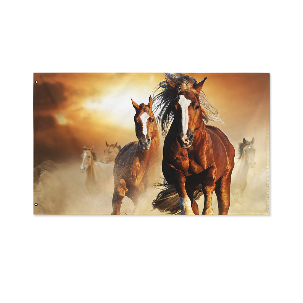 Running Wild Horses Print Polyester Flag