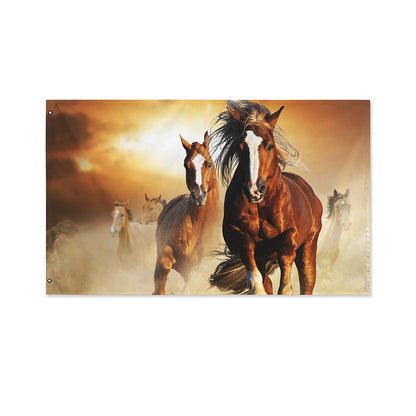 Running Wild Horses Print Polyester Flag