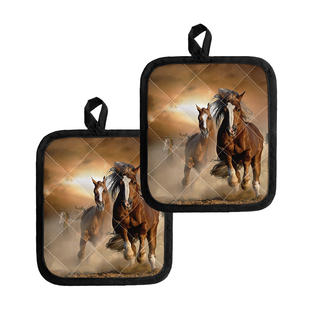 Running Wild Horses Print Pot Holders