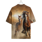 Running Wild Horses Print Rayon Hawaiian Shirt