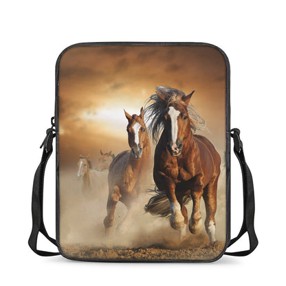 Running Wild Horses Print Rectangular Crossbody Bag
