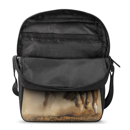 Running Wild Horses Print Rectangular Crossbody Bag