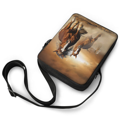 Running Wild Horses Print Rectangular Crossbody Bag