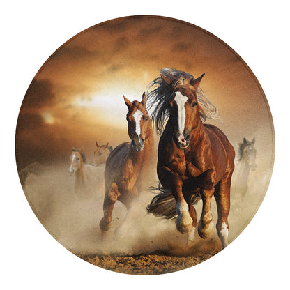 Running Wild Horses Print Round Blanket