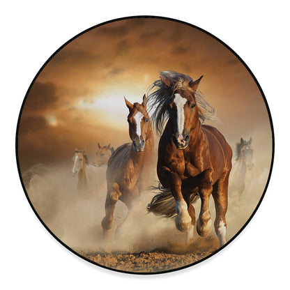 Running Wild Horses Print Round Floor Mat