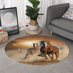 Running Wild Horses Print Round Rug