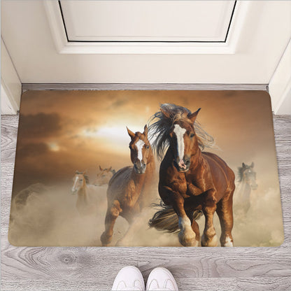 Running Wild Horses Print Rubber Doormat