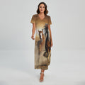 Running Wild Horses Print Short Sleeve Maxi Dress