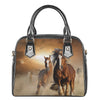 Running Wild Horses Print Shoulder Handbag