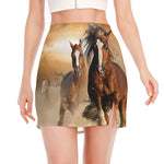 Running Wild Horses Print Side Slit Mini Skirt
