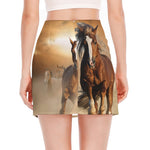 Running Wild Horses Print Side Slit Mini Skirt