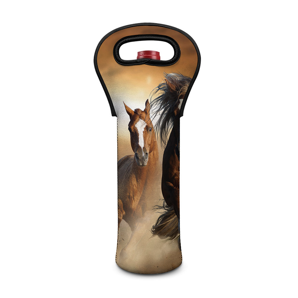 Running Wild Horses Print Single Neoprene Wine Tote