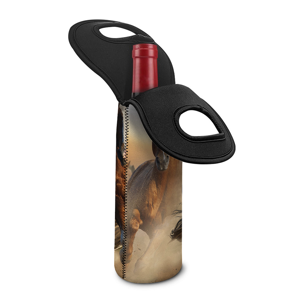 Running Wild Horses Print Single Neoprene Wine Tote