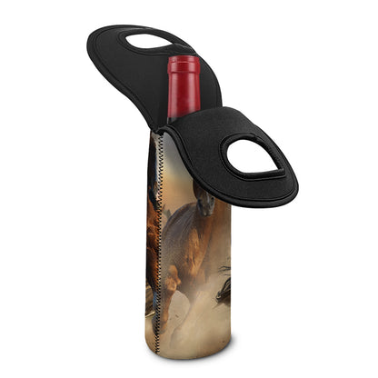 Running Wild Horses Print Single Neoprene Wine Tote