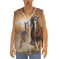 Running Wild Horses Print Sleeveless Baseball Jersey