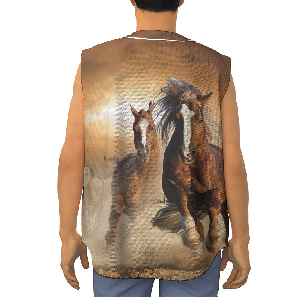 Running Wild Horses Print Sleeveless Baseball Jersey