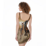 Running Wild Horses Print Sleeveless Bodycon Dress
