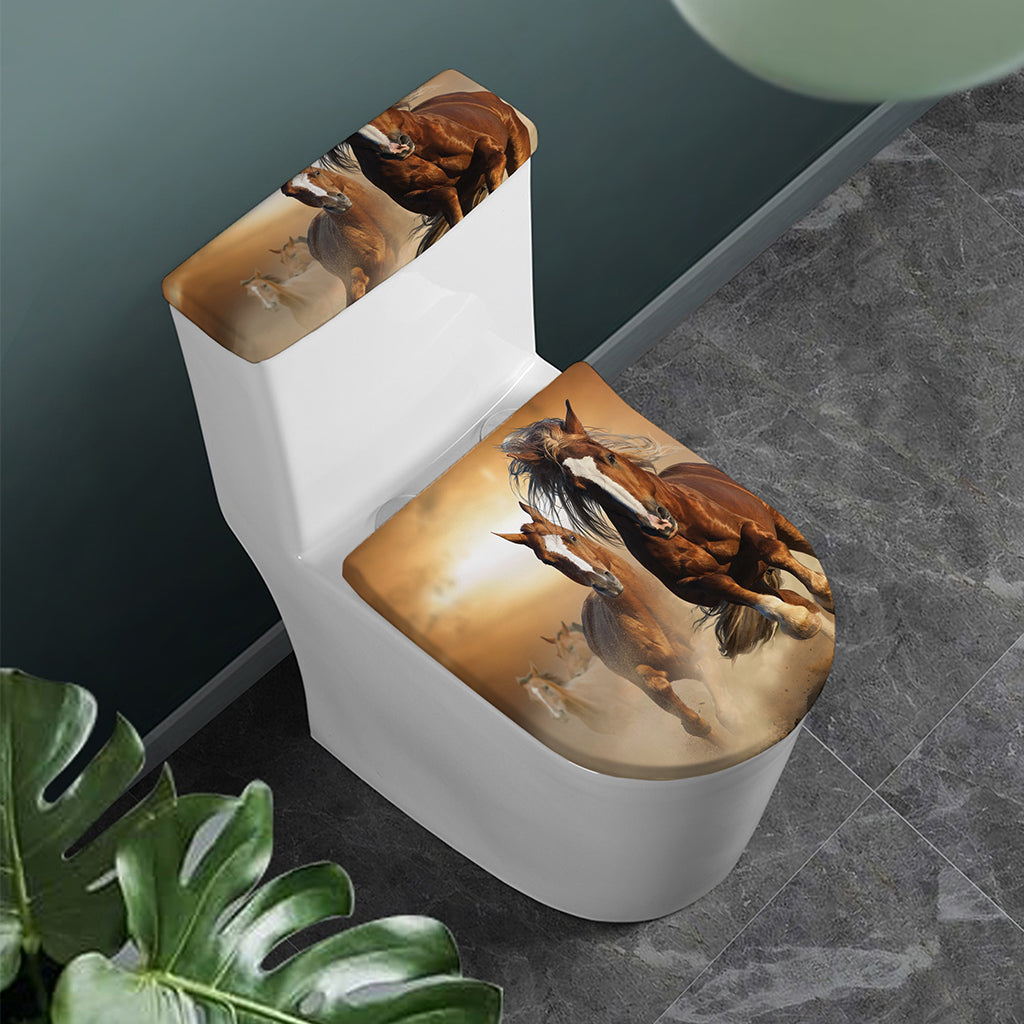 Running Wild Horses Print Toilet Lid And Tank Cover Set