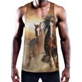 Running Wild Horses Print Men's Workout Tank Top