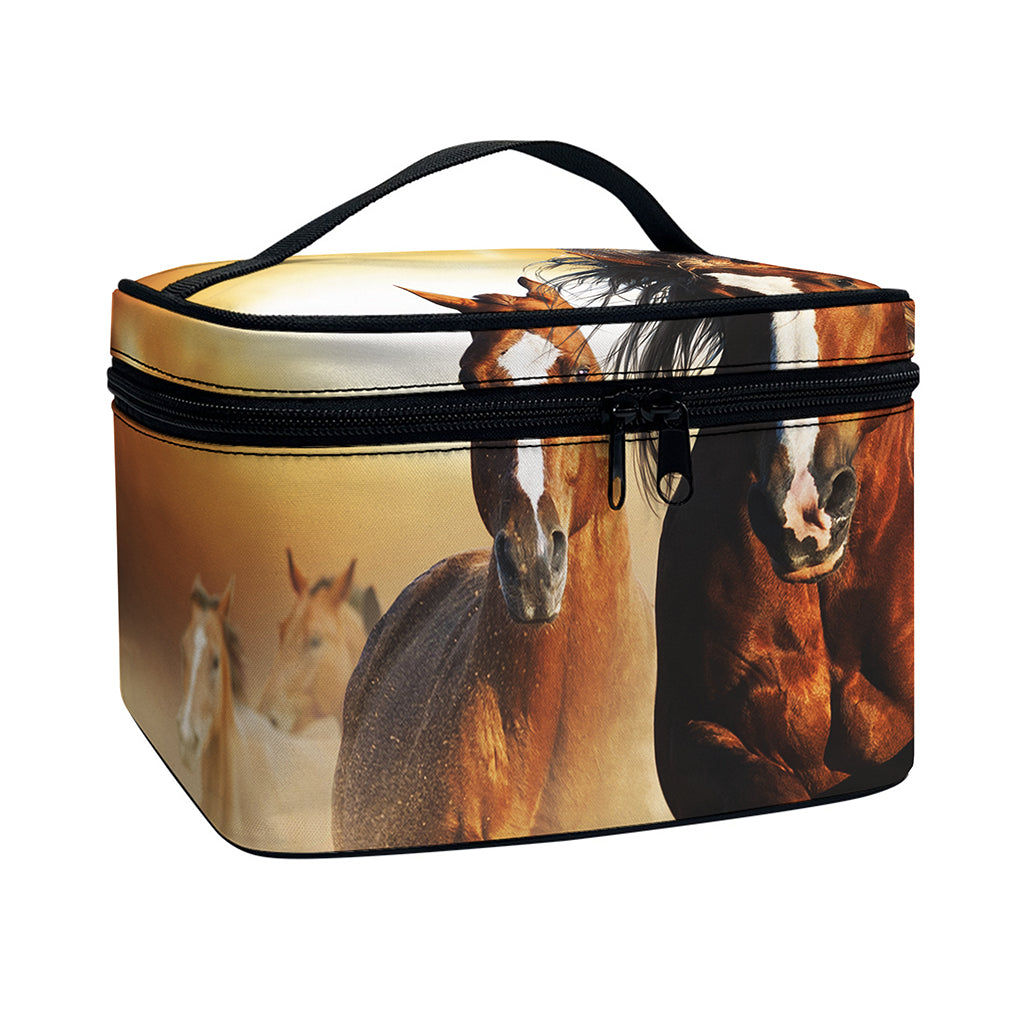 Running Wild Horses Print Travel Makeup Bag