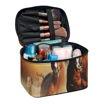 Running Wild Horses Print Travel Makeup Bag