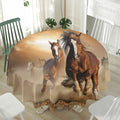 Running Wild Horses Print Waterproof Round Tablecloth