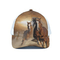 Running Wild Horses Print White Mesh Trucker Hat