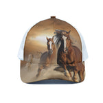 Running Wild Horses Print White Mesh Trucker Cap