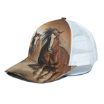 Running Wild Horses Print White Mesh Trucker Cap