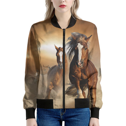 Running Wild Horses Print Women's Bomber Jacket