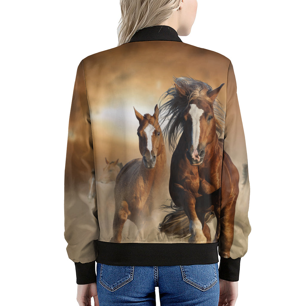 Running Wild Horses Print Women's Bomber Jacket