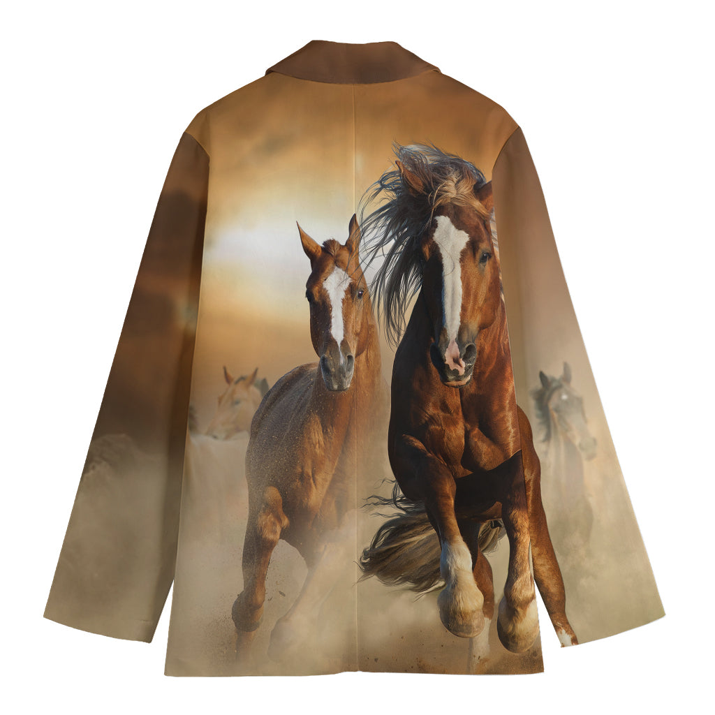 Running Wild Horses Print Women's Cotton Blazer