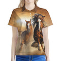 Running Wild Horses Print Women's Polo Shirt