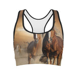 Running Wild Horses Print Women's Sports Bra