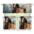 Running Wild Stallion Horse Print 3 Piece Kitchen Curtains