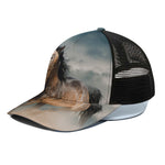 Running Wild Stallion Horse Print Black Mesh Trucker Cap