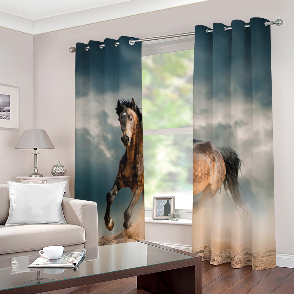 Running Wild Stallion Horse Print Blackout Grommet Curtains