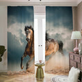 Running Wild Stallion Horse Print Dimout Pencil Pleat Curtains