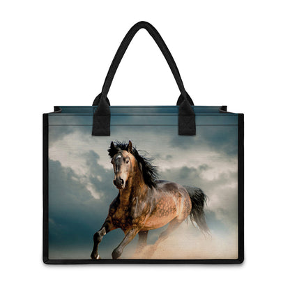 Running Wild Stallion Horse Print Canvas Tote Bag